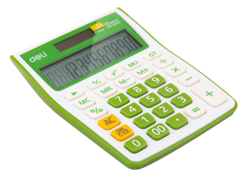 Калькулятор настольный Deli E1238/GRN зеленый 12-разр. фото 3