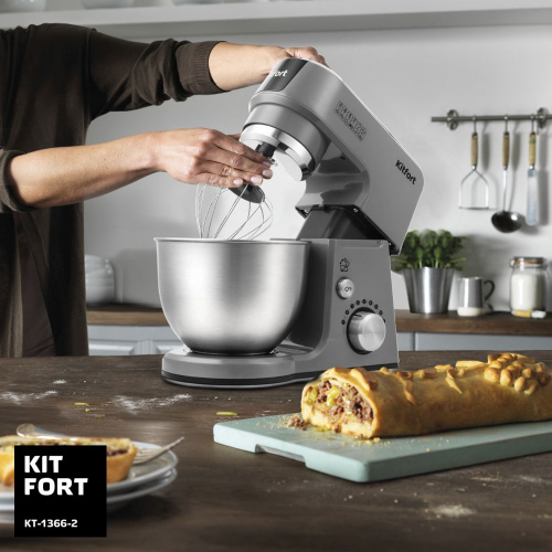 Кухонная машина Kitfort KT-1366-2 планетар.вращ. 1000Вт серый фото 13