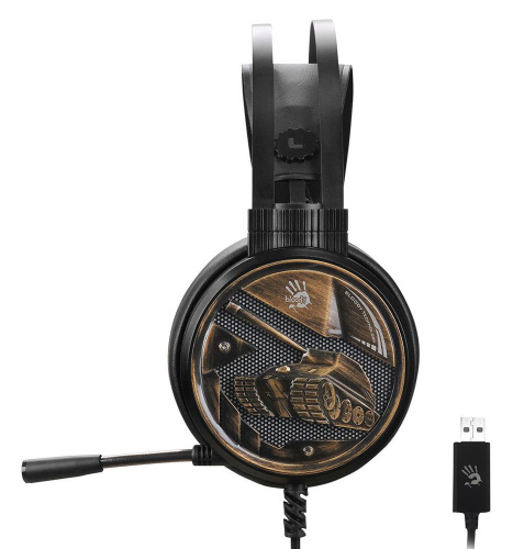 Наушники с микрофоном A4Tech Bloody G650S черный/бронзовый 2м мониторные USB оголовье (G650S) фото 4