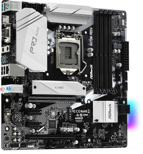 Материнская плата Asrock H470M Pro4 Soc-1200 Intel H470 4xDDR4 mATX AC`97 8ch(7.1) GbLAN RAID+VGA+HDMI+DP фото 2