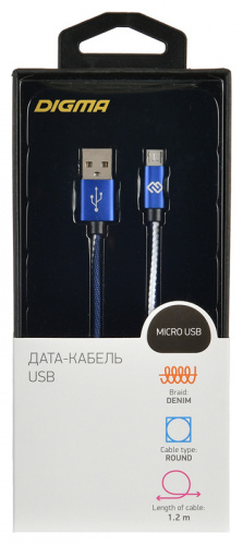 Кабель Digma MICROUSB-1.2M-BRAIDED-BL USB (m)-micro USB (m) 1.2м синий фото 2