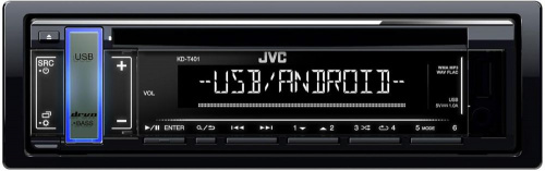 Автомагнитола CD JVC KD-T401 1DIN 4x50Вт фото 2