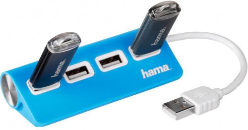 Разветвитель USB 2.0 Hama TopSide 4порт. голубой (00012179) фото 2
