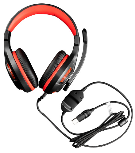Наушники с микрофоном Оклик HS-L610G SAMURAI черный/красный 2.2м мониторные USB оголовье (1460161) фото 17