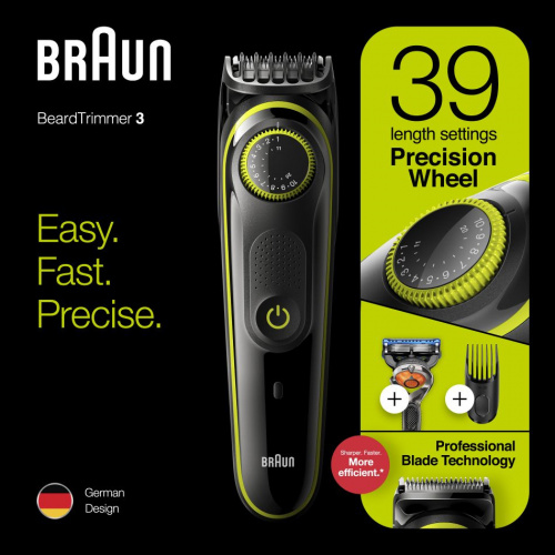 Триммер Braun BT3241 + Бритва Gillette + 1 кас черный/желтый (насадок в компл:2шт) фото 5