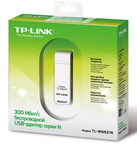 Сетевой адаптер Wi-Fi TP-Link TL-WN821N N300 USB 2.0 (ант.внутр.) фото 2