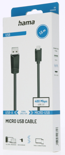 Кабель Hama H-200608 00200608 USB (m)-micro USB (m) 1.5м черный фото 3