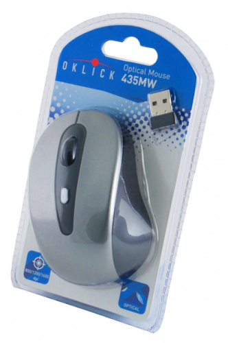 Мышь Оклик 435MW черный/серый оптическая (1600dpi) беспроводная USB для ноутбука (4but) фото 5