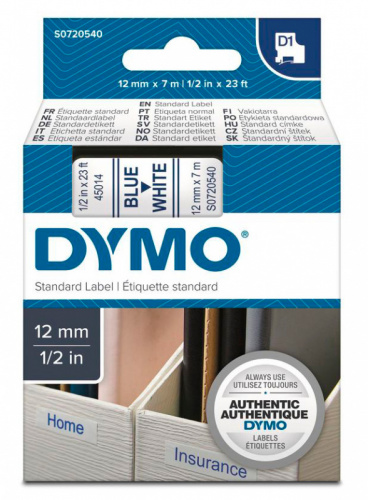 Картридж ленточный Dymo D1 S0720540 белый/синий для Dymo фото 3