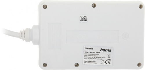 Сетевой удлинитель Hama H-108848 1.4м (7 розеток) белый (пакет ПЭ) фото 4