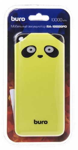 Мобильный аккумулятор Buro RA-10000PD-GN Panda Li-Pol 10000mAh 2.1A лайм 2xUSB фото 5