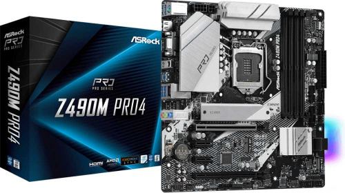 Материнская плата Asrock Z490M PRO4 Soc-1200 Intel Z490 4xDDR4 mATX AC`97 8ch(7.1) GbLAN RAID+VGA+HDMI+DP фото 5