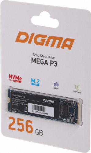 Накопитель SSD Digma PCI-E 3.0 x4 256GB DGSM3256GP33T Mega P3 M.2 2280 фото 2