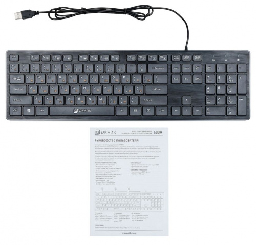 Клавиатура Оклик 500M черный USB slim Multimedia фото 6