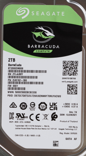 Жесткий диск Seagate Original SATA-III 2Tb ST2000DM008 Desktop Barracuda (7200rpm) 256Mb 3.5" фото 2