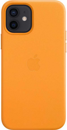 Чехол (клип-кейс) Apple для Apple iPhone 12/12 Pro Leather Case with MagSafe золотой апельсин (MHKC3ZE/A) фото 6