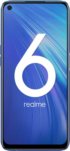 Смартфон Realme RMX2001 6 128Gb 8Gb синий моноблок 3G 4G 2Sim 6.5" 1080x2400 Android 10 64Mpix 802.11 b/g/n NFC GPS GSM900/1800 GSM1900 MP3 A-GPS microSD