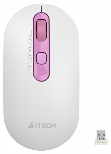 Мышь A4Tech Fstyler FG20S Sakura белый/розовый оптическая (2000dpi) silent беспроводная USB для ноутбука (4but) фото 10