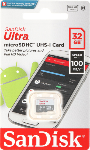 Флеш карта microSDHC 32Gb Class10 Sandisk SDSQUNR-032G-GN3MN Ultra w/o adapter фото 2