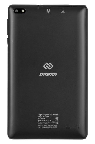 Планшет Digma Optima 7 A100S SC7731E (1.3) 4C RAM1Gb ROM16Gb 7" IPS 1024x600 3G Android 10.0 Go графит 2Mpix 0.3Mpix BT GPS WiFi Touch microSD 128Gb minUSB 2500mAh фото 4