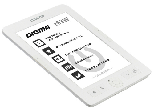 Электронная книга Digma R63W 6" E-Ink Carta 800x600 600MHz/4Gb/microSDHC/подсветка дисплея белый фото 4