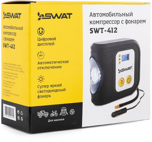 Автомобильный компрессор Swat SWT-412 шланг 0.5м фото 5