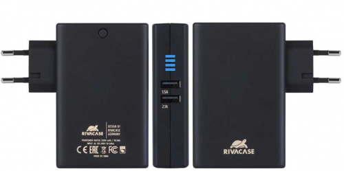 Мобильный аккумулятор Riva VA 4736 Li-Pol 5000mAh 2.1A+1.5A темно-серый 2xUSB фото 6
