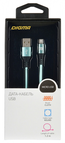 Кабель Digma USB A(m) micro USB B (m) 1.2м зеленый фото 4