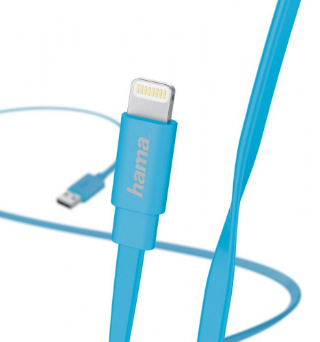Кабель Hama Flat 00173646 USB (m)-Lightning (m) 1.2м синий плоский фото 2