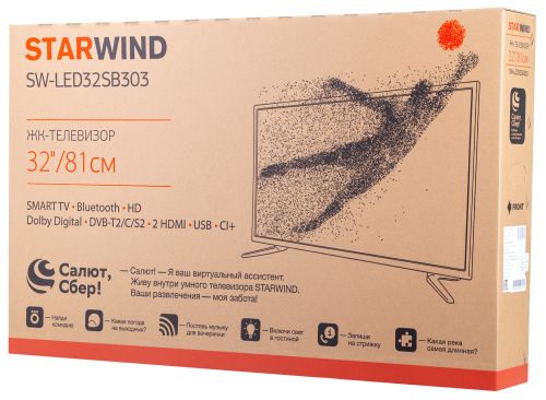 Телевизор LED Starwind 32" SW-LED32SB303 Салют ТВ Frameless черный HD READY 60Hz DVB-T DVB-T2 DVB-C DVB-S DVB-S2 USB WiFi Smart TV (RUS) фото 3