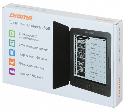 Электронная книга Digma E656 Cover 6" E-Ink Carta 800x600 600MHz/4Gb/microSDHC темно-серый (в компл.:обложка) фото 7