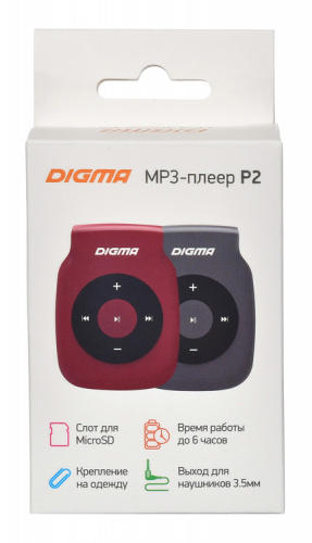 Плеер Digma P2 красный/черный/microSD/clip фото 2