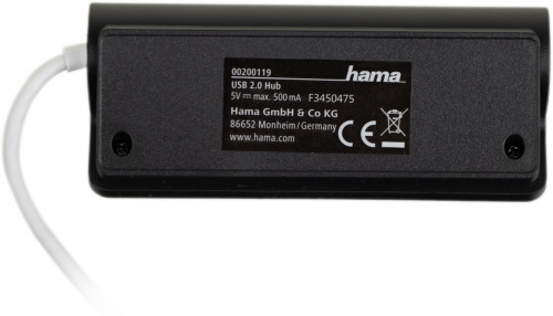 Разветвитель USB 2.0 Hama H- 200119 4порт. серый (00200119) фото 5