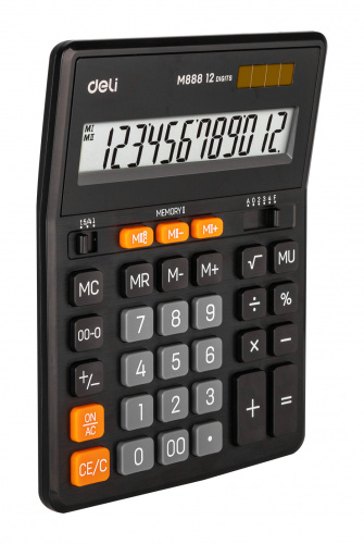 Калькулятор настольный Deli EM888 черный 12-разр. фото 2