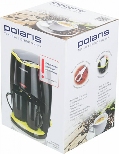 Кофеварка капельная Polaris PCM0210 450Вт черный/салатовый фото 3