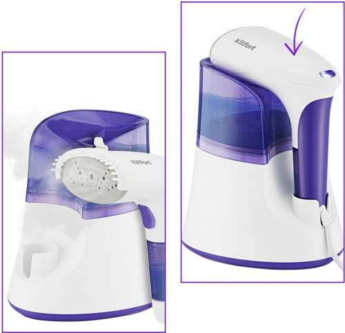 Отпариватель ручной Kitfort КТ-982 1200Вт белый/фиолетовый фото 4