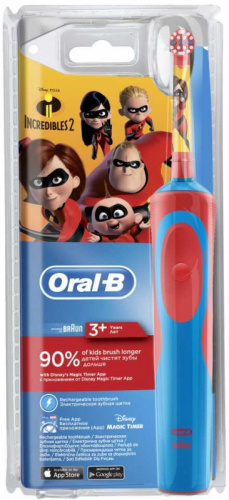 Зубная щетка электрическая Oral-B Vitality Kids D12.513K Incredibles2 красный/синий фото 3