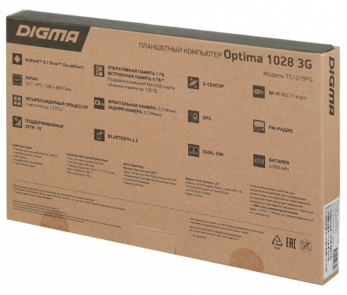 Планшет Digma Optima 1028 3G SC7731E (1.3) 4C RAM1Gb ROM8Gb 10.1" IPS 1280x800 3G Android 8.1 черный 0.3Mpix 0.3Mpix BT GPS WiFi Touch microSD 64Gb minUSB 4000mAh фото 10