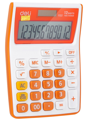 Калькулятор настольный Deli E1122/OR оранжевый 12-разр. фото 2