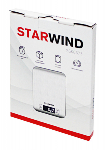 Весы кухонные электронные Starwind SSK6673 макс.вес:5кг серебристый фото 3