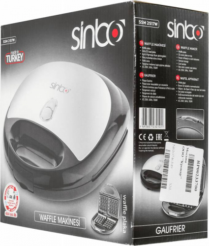 Вафельница Sinbo SSM 2517W 750Вт черный/серебристый