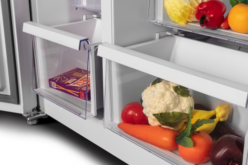 Холодильник Hyundai CS6073FV 3-хкамерн. белое стекло инвертер фото 2