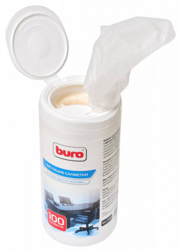 Салфетки Buro BU-Tsurl для пластиковых поверхностей и офисной мебели туба 100шт влажных фото 2
