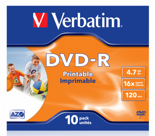 Диск DVD-R Verbatim 4.7Gb 16x Jewel case (10шт) Printable (43521) фото 2