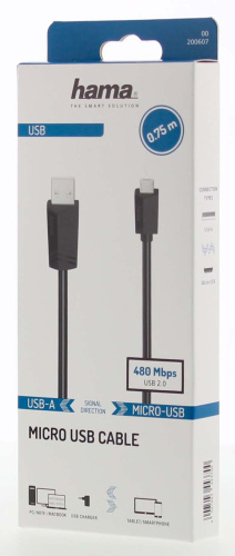 Кабель Hama H-200607 00200607 USB (m)-micro USB (m) 0.75м черный фото 3