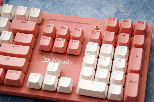 Клавиатура A4Tech Bloody B800 Dual Color механическая розовый/белый USB for gamer LED фото 9