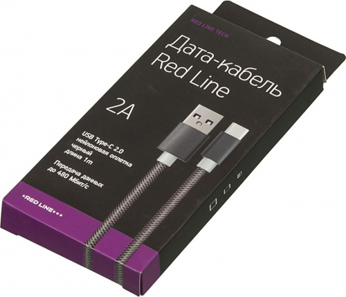 Кабель Redline УТ000012585 USB (m)-USB Type-C (m) 1м черный фото 2