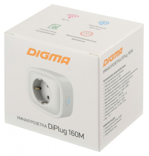 Умная розетка Digma DiPlug 160M EU VDE Wi-Fi белый (DPL160) фото 2