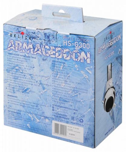 Наушники с микрофоном Оклик HS-G300 ARMAGEDDON белый/черный 2.2м мониторные оголовье (361558) фото 4