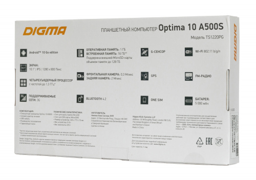 Планшет Digma Optima 10 A500S SC7731E (1.3) 4C RAM1Gb ROM16Gb 10.1" IPS 1280x800 3G Android 10.0 Go черный 2Mpix 0.3Mpix BT GPS WiFi Touch microSD 128Gb minUSB 5000mAh фото 14